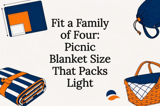 Family picnic blanket sizing title card