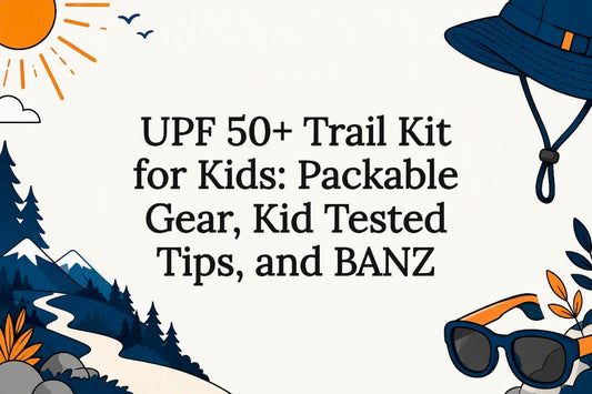 Illustrated kids trail sun protection title card