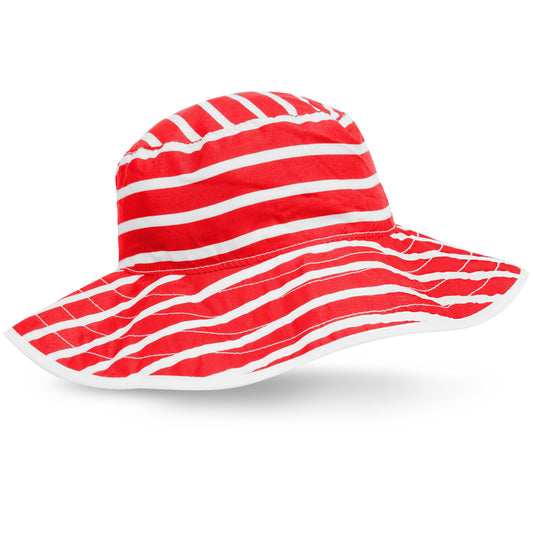 BANZ reversible sun hat in Red Stripe with UPF 50+ protection
