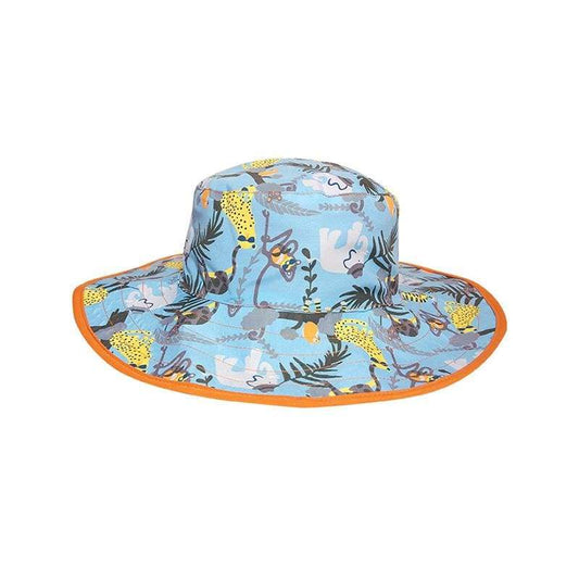 BANZ kids reversible sun hat in Blue Jungle with UPF 50+ protection