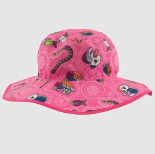 Toddler Reversible Sun Hats with UPF 50+ Protection in pink-monstera; camouflage; brown