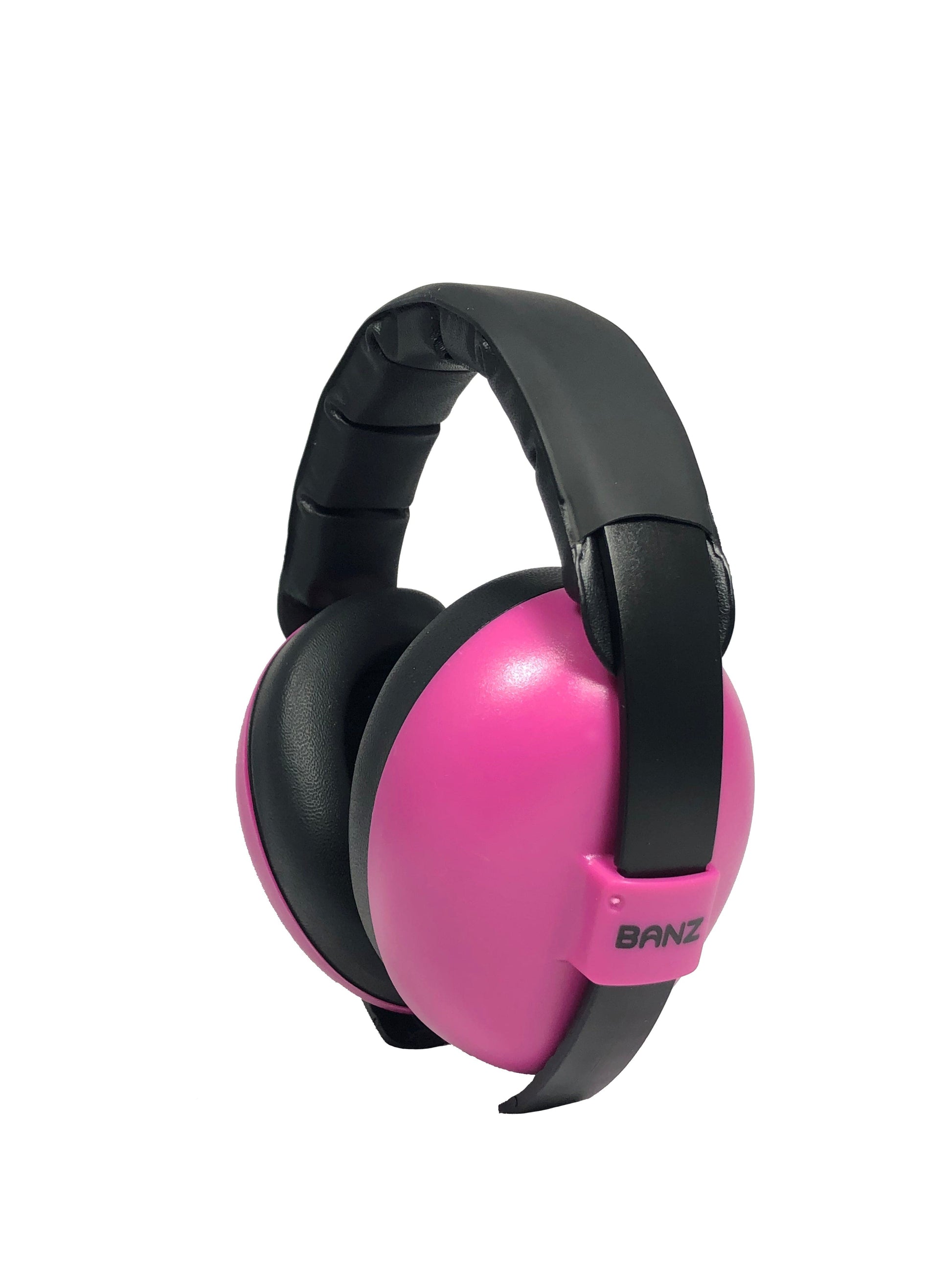 Baby BANZ sensory earmuffs in Hot Pink with NRR 26 dB passive hearing protection